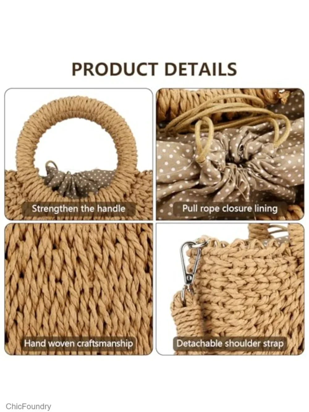 Small Straw Handwoven Crossbody Bag Beach Purse Shoulder Handbag Hobo